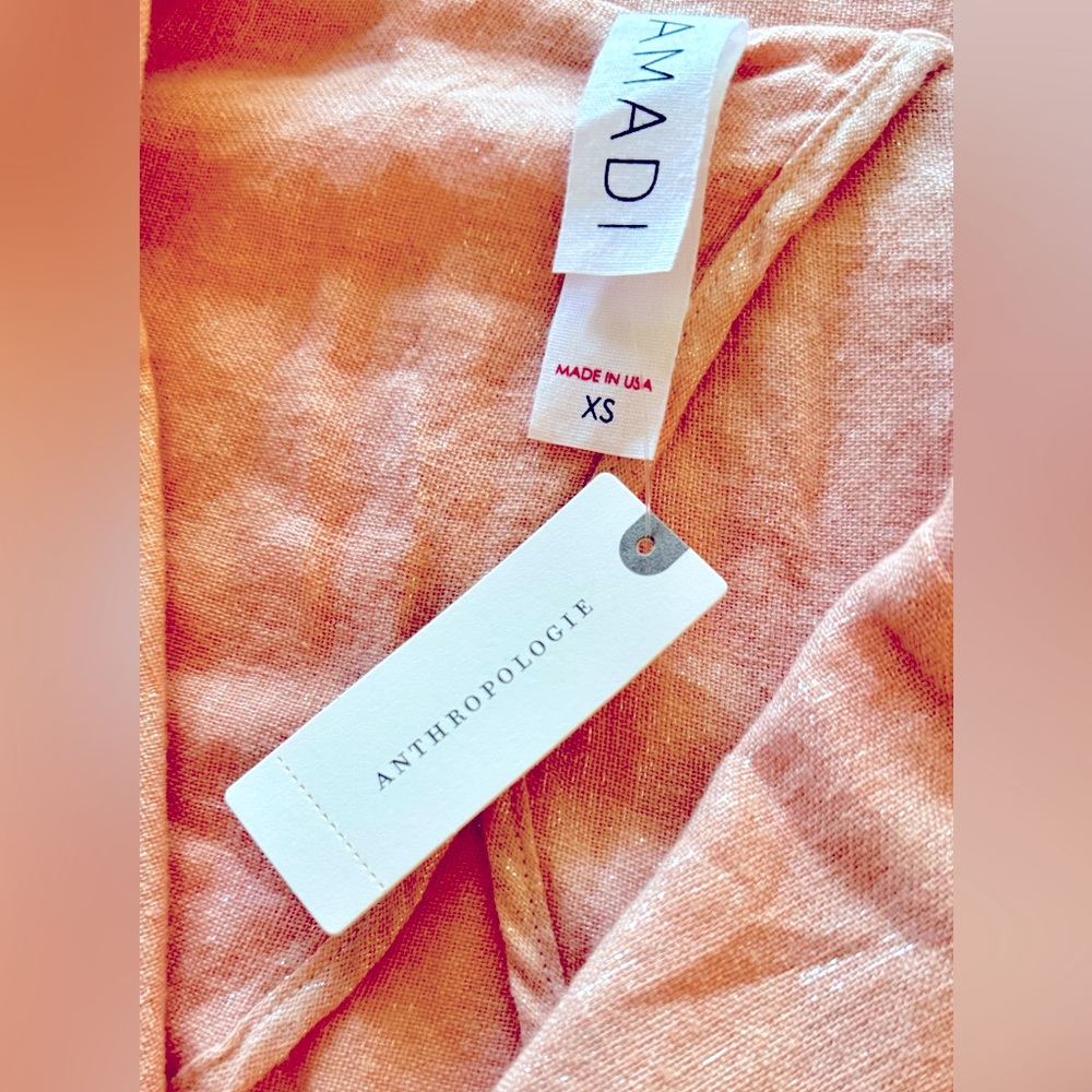 ANTHROPOLOGIE Amadi Pink Shimmer Linen Oversized Blazer Jacket Lightweight Coat - Picture 8 of 12